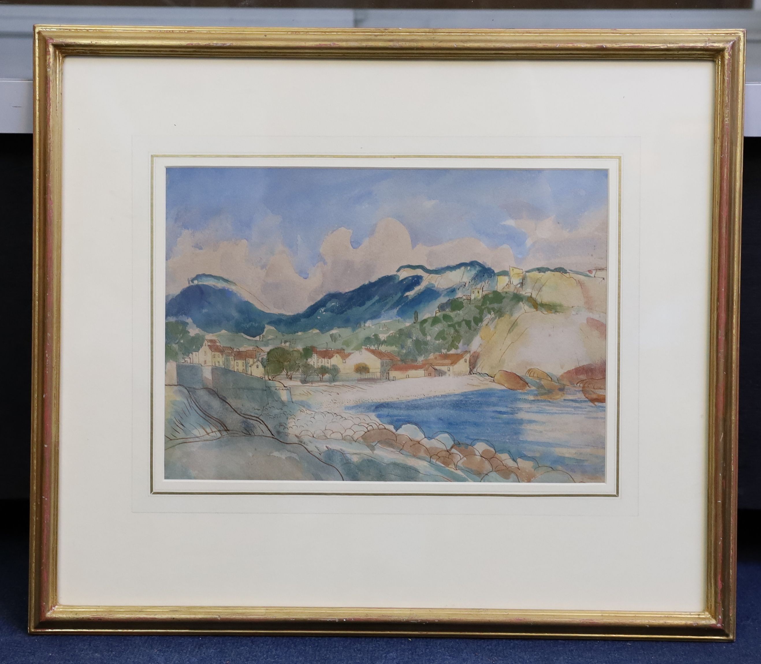 Derwent Lees (Australian, 1885-1931), Cassis, ink and watercolour, 24 x 33cm